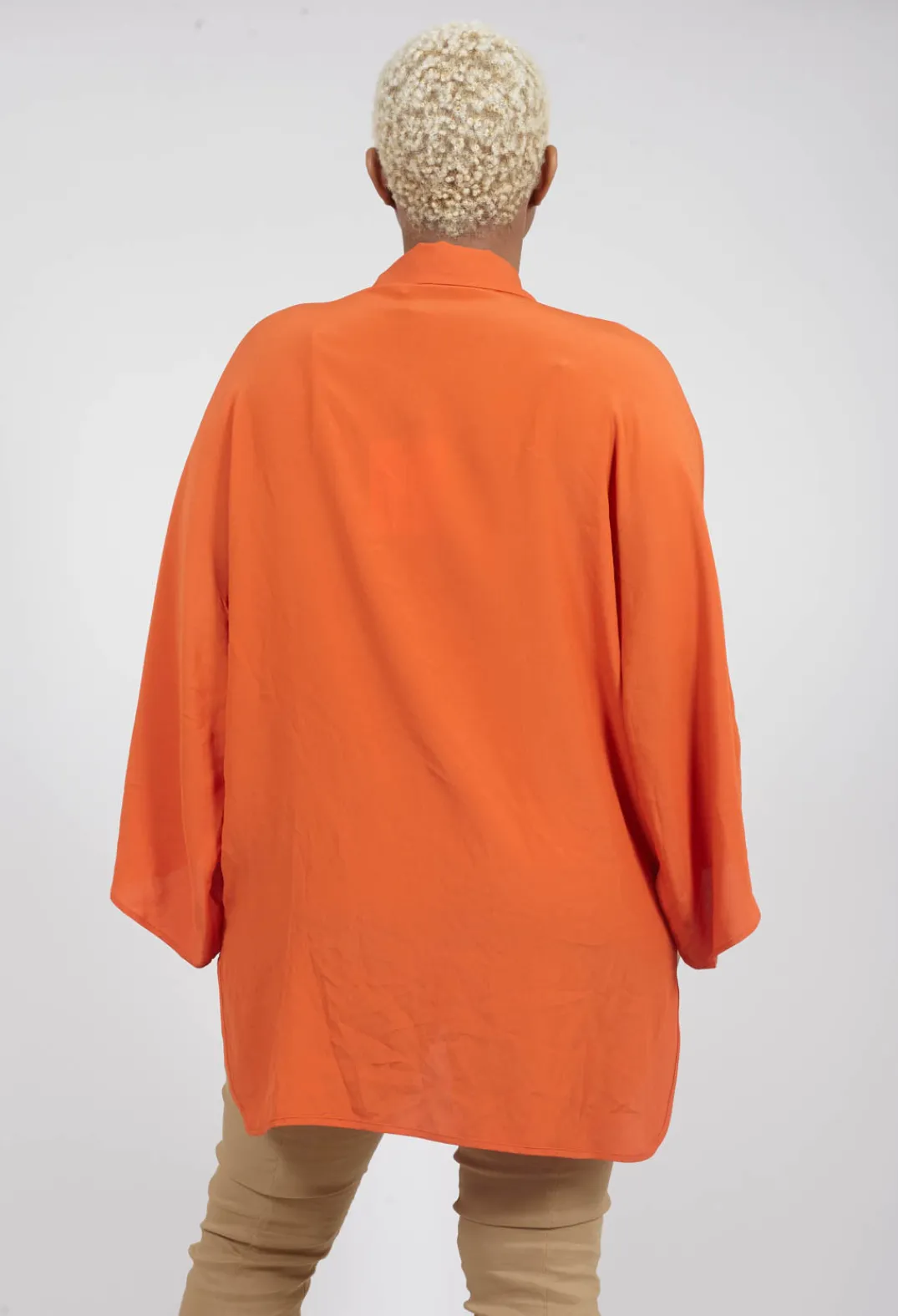 Beatrice B Shirts & Blouses^Sheer Silk Shirt with Pocket in Orange