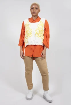 Beatrice B Shirts & Blouses^Sheer Silk Shirt with Pocket in Orange