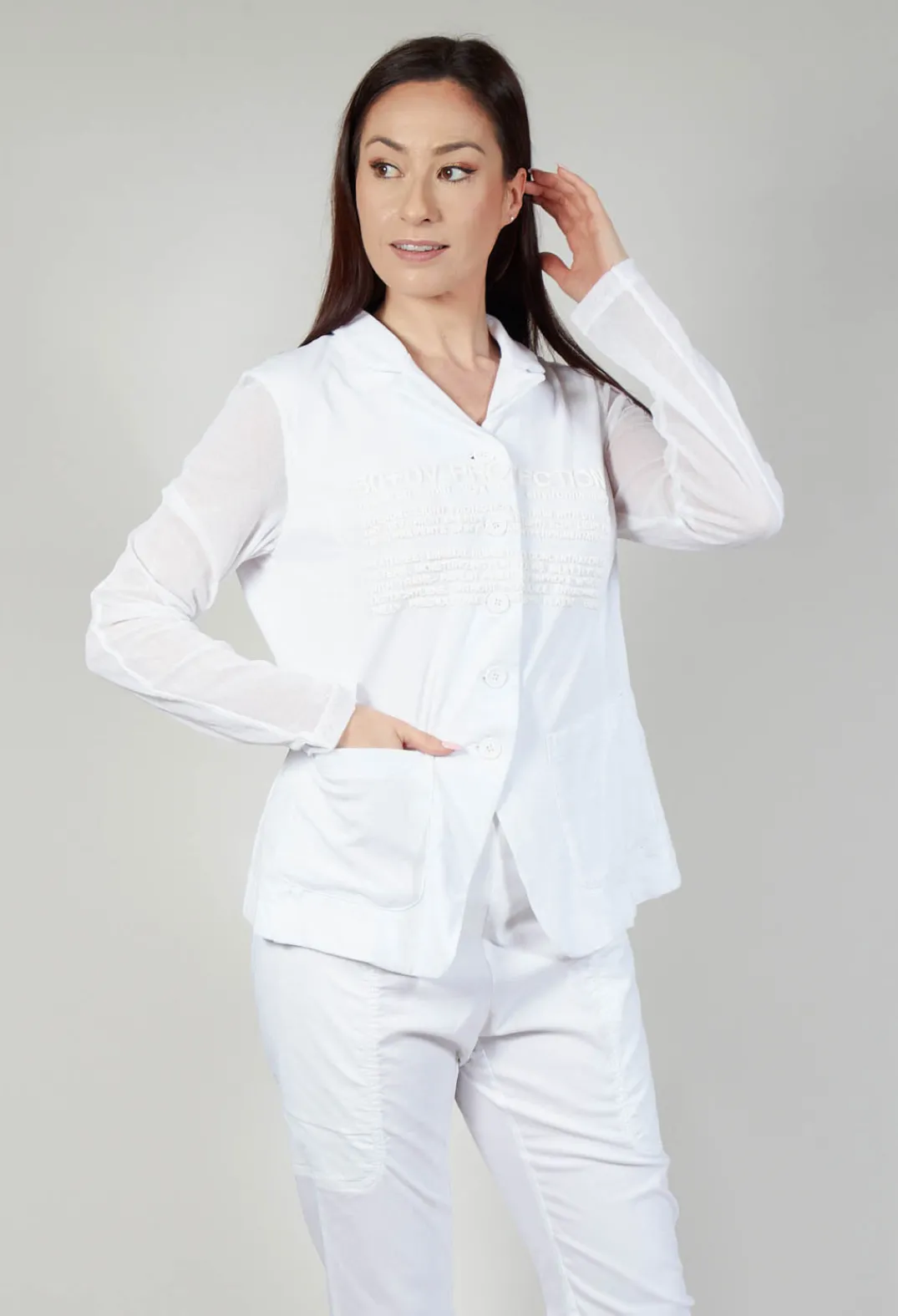 Rundholz Black Label Jackets^Sheer Sleeve Jacket in White Print