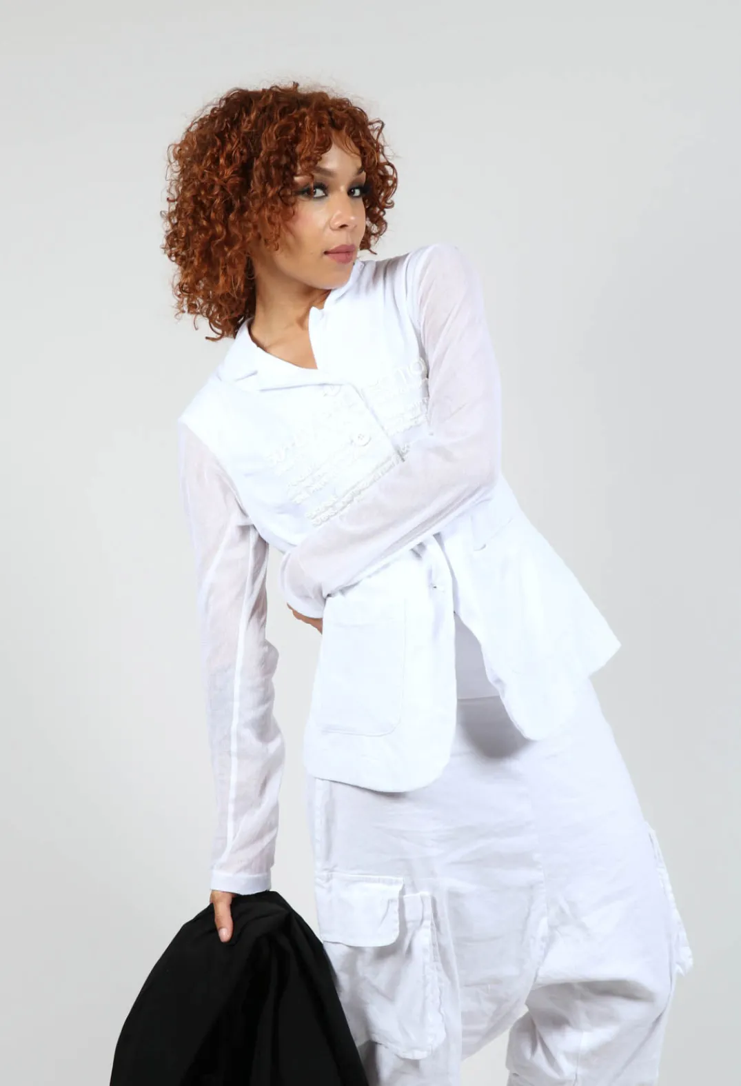 Rundholz Black Label Jackets^Sheer Sleeve Jacket in White White Print