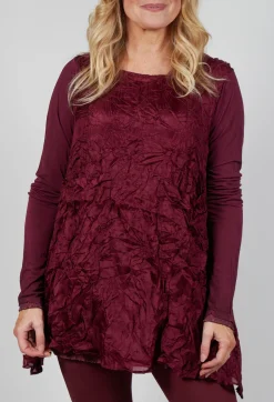 Rundholz Mainline Tops^Sheer Sleeveless Top in Merlot Cloud
