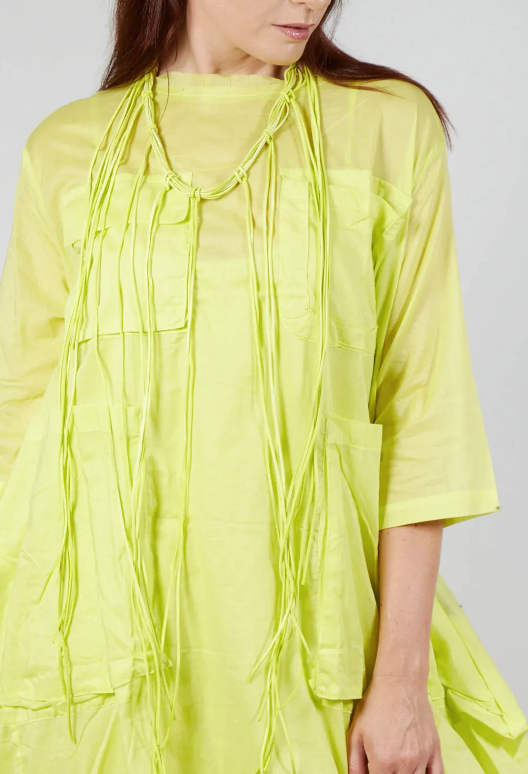 Bread and Butter Dresses^Sheer Smock Dress in Lime