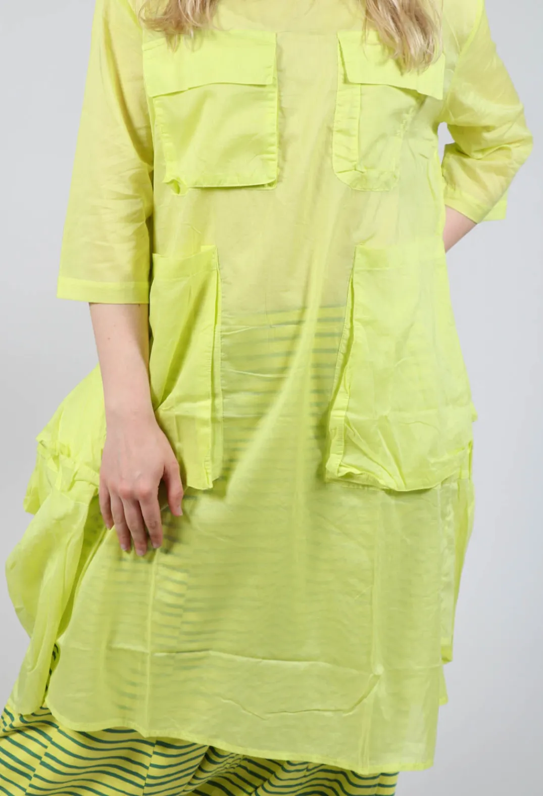 Bread and Butter Dresses^Sheer Smock Dress in Lime