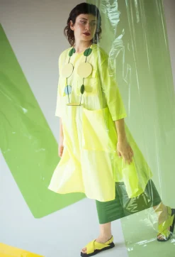 Bread and Butter Dresses^Sheer Smock Dress in Lime