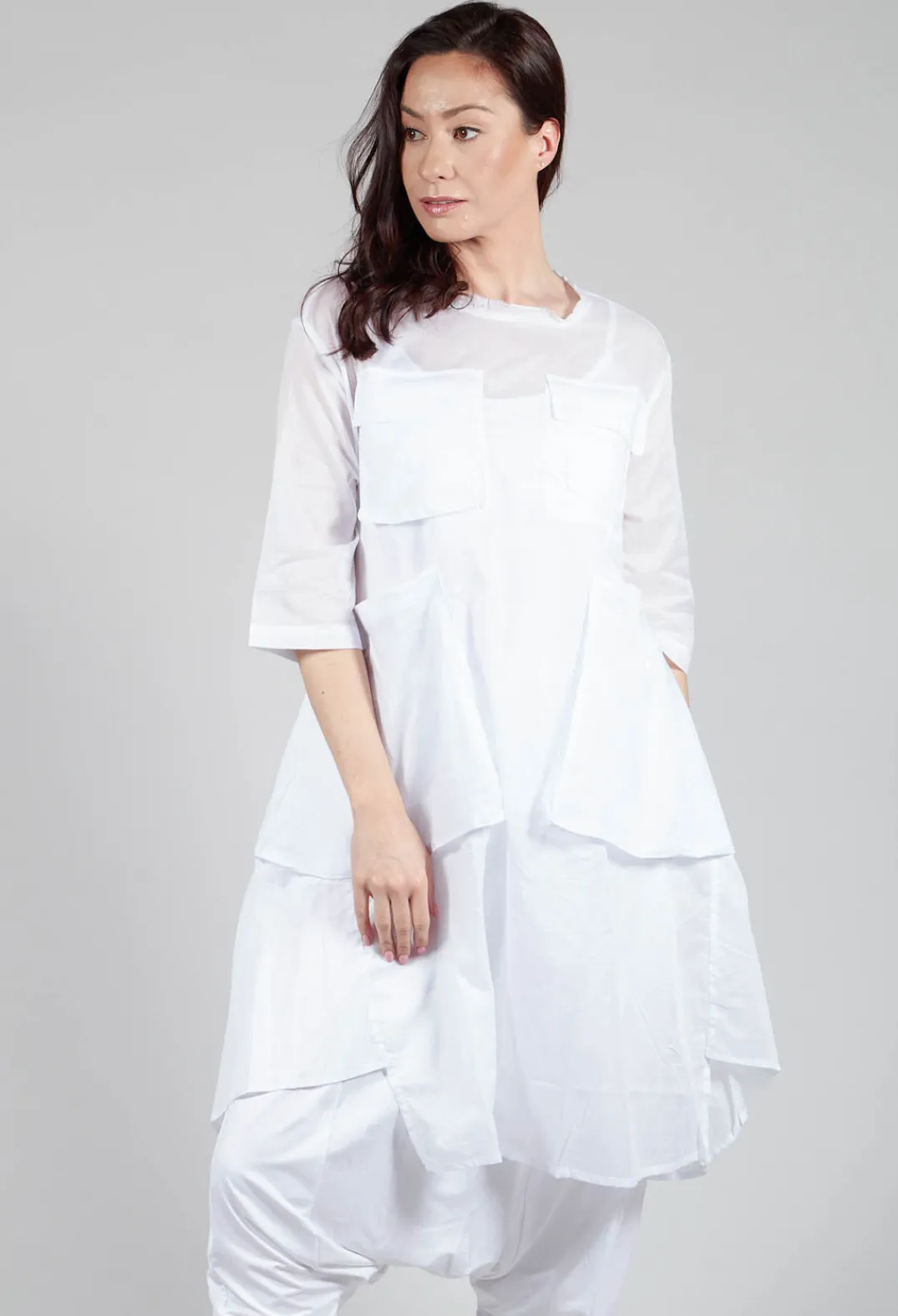 Bread and Butter Dresses^Sheer Smock Dress in White
