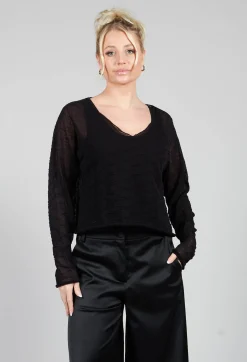 Sarah Pacini Jumpers^Sheer Textured Jumper in Black