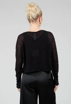 Sarah Pacini Jumpers^Sheer Textured Jumper in Black