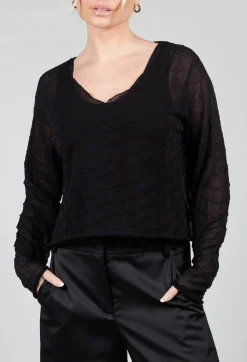 Sarah Pacini Jumpers^Sheer Textured Jumper in Black