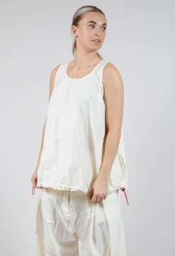 Rundholz Dip Tops^Sheer Vest Top with Adjustable Pull Toggles in Greige