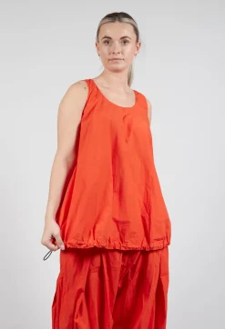 Rundholz Dip Tops^Sheer Vest Top with Adjustable Pull Toggles in Mandarine