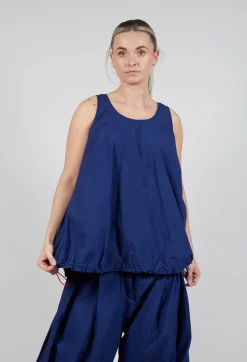 Rundholz Dip Tops^Sheer Vest Top with Adjustable Pull Toggles in Ocean