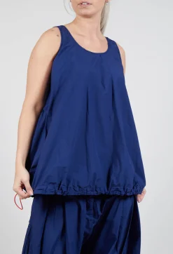 Rundholz Dip Tops^Sheer Vest Top with Adjustable Pull Toggles in Ocean