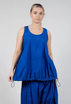Rundholz Dip Tops^Sheer Vest Top with Adjustable Pull Toggles in Royal