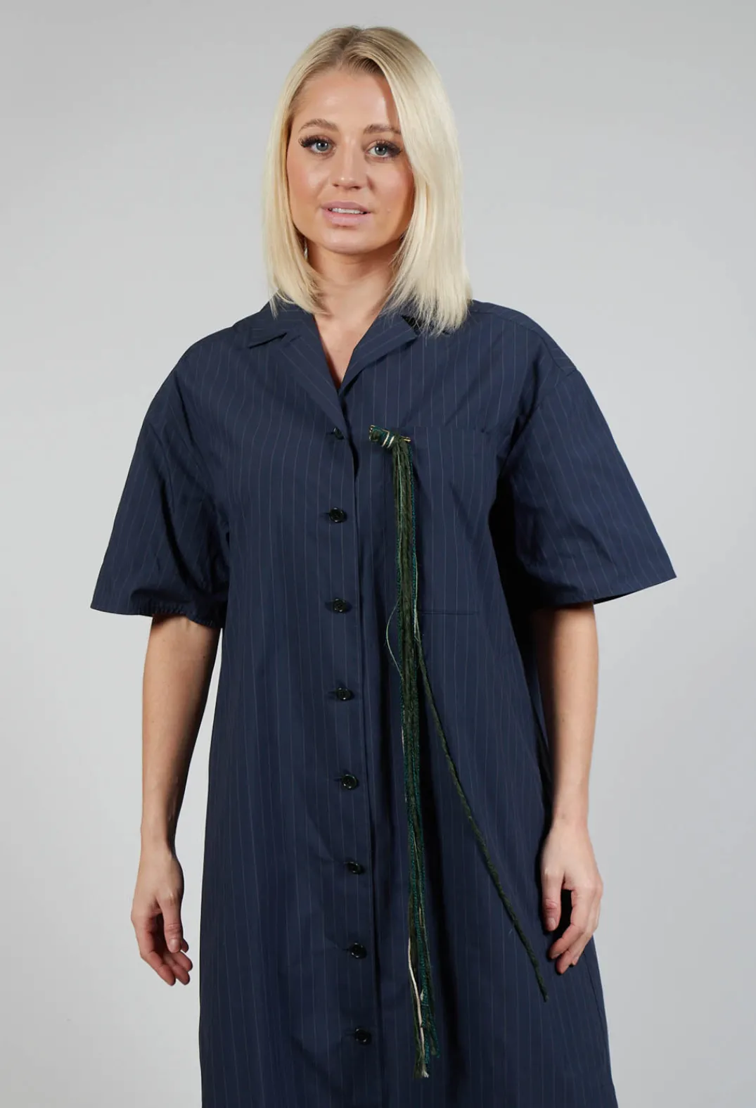 SOH Dresses^Shirt Dress in Navy Stripe