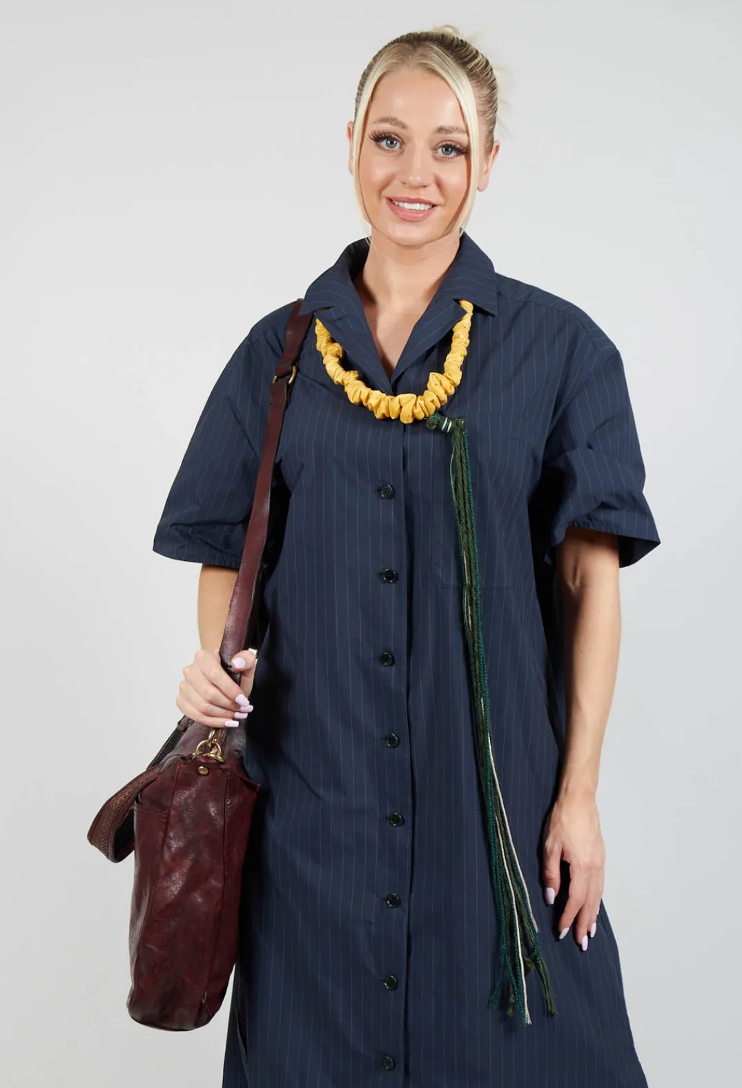 SOH Dresses^Shirt Dress in Navy Stripe