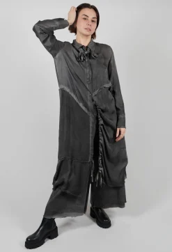 Sanctamuerte Dresses^Shirt Dress in Raso di Viscosa Grey Storm