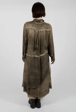 Sanctamuerte Dresses^Shirt Dress in Raso di Viscosa Green Tuscany
