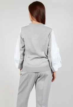 Mei Meij Jumpers^Shirt Sleeve Jumper in Perla and Off White