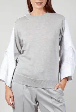 Mei Meij Jumpers^Shirt Sleeve Jumper in Perla and Off White
