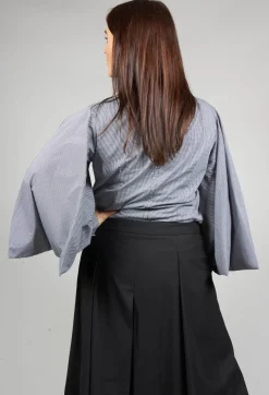 Oblique Creations Shirts & Blouses^Shirt with Flared Puff Sleeves in Black Check