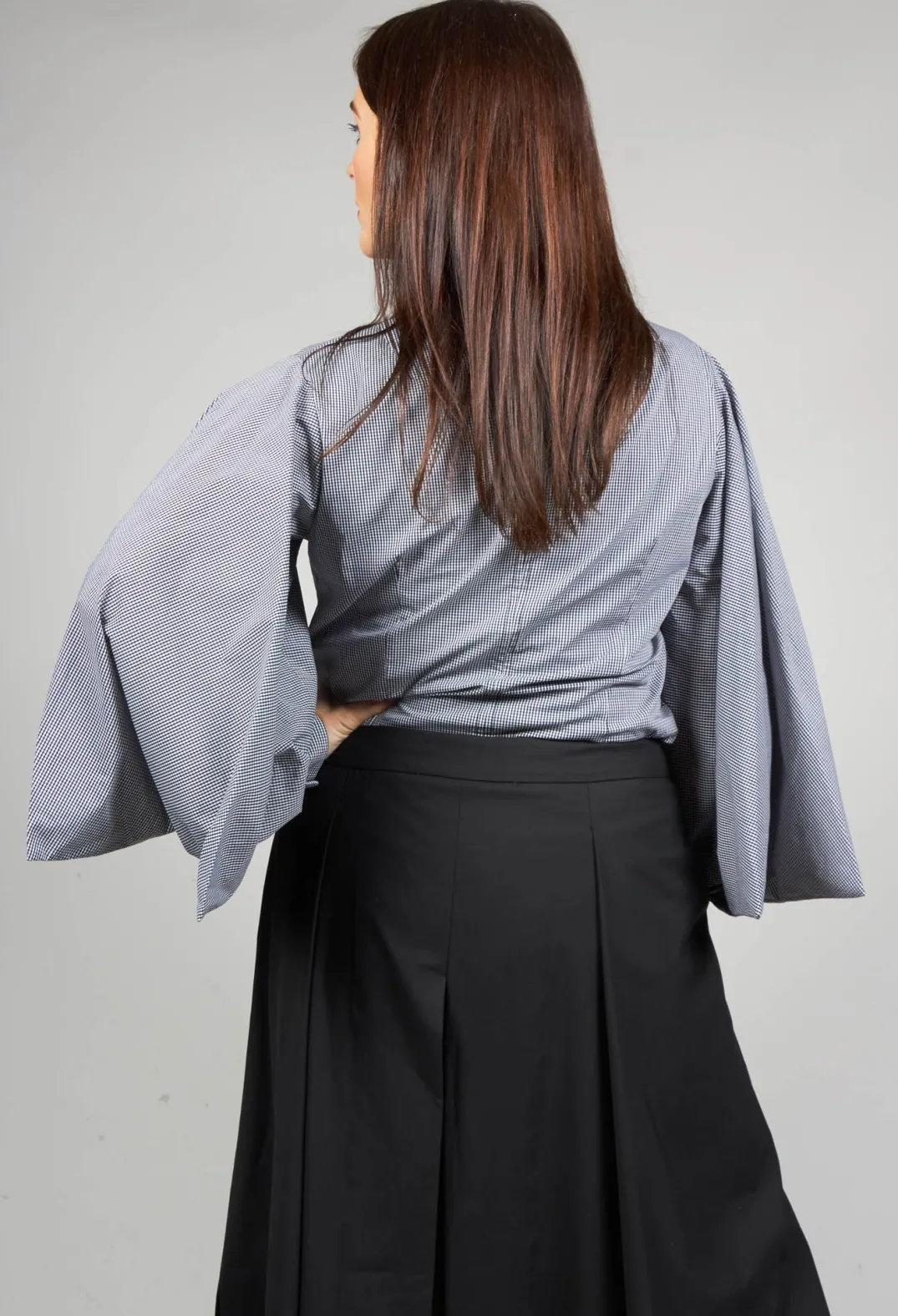 Oblique Creations Shirts & Blouses^Shirt with Flared Puff Sleeves in Black Check