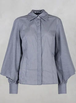 Oblique Creations Shirts & Blouses^Shirt with Flared Puff Sleeves in Black Check