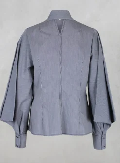 Oblique Creations Shirts & Blouses^Shirt with Flared Puff Sleeves in Black Check