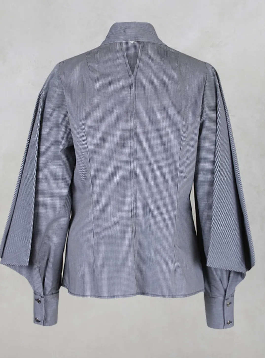 Oblique Creations Shirts & Blouses^Shirt with Flared Puff Sleeves in Black Check