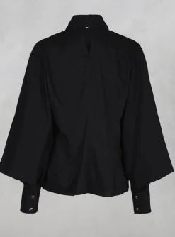 Oblique Creations Shirts & Blouses^Shirt with Flared Puff Sleeves in Black
