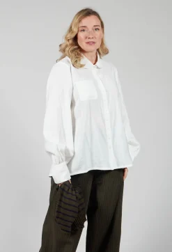 Les Filles d'Ailleurs Tops^Shirt with Gathered Cuffs in White