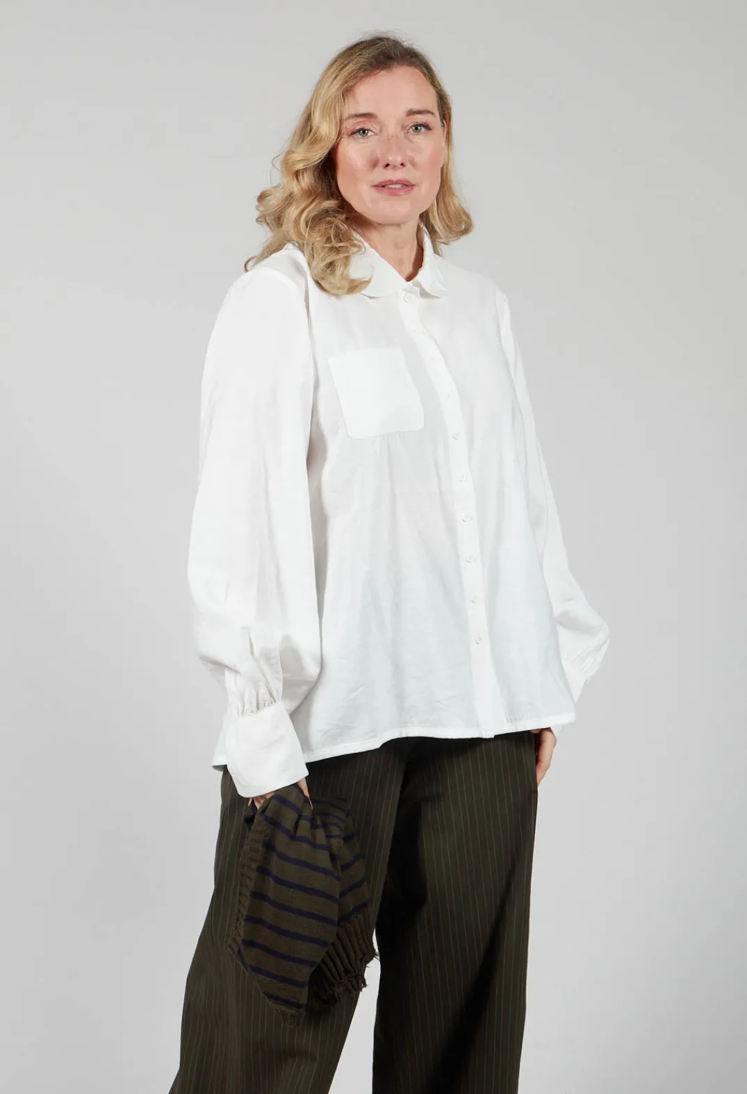 Les Filles d'Ailleurs Tops^Shirt with Gathered Cuffs in White
