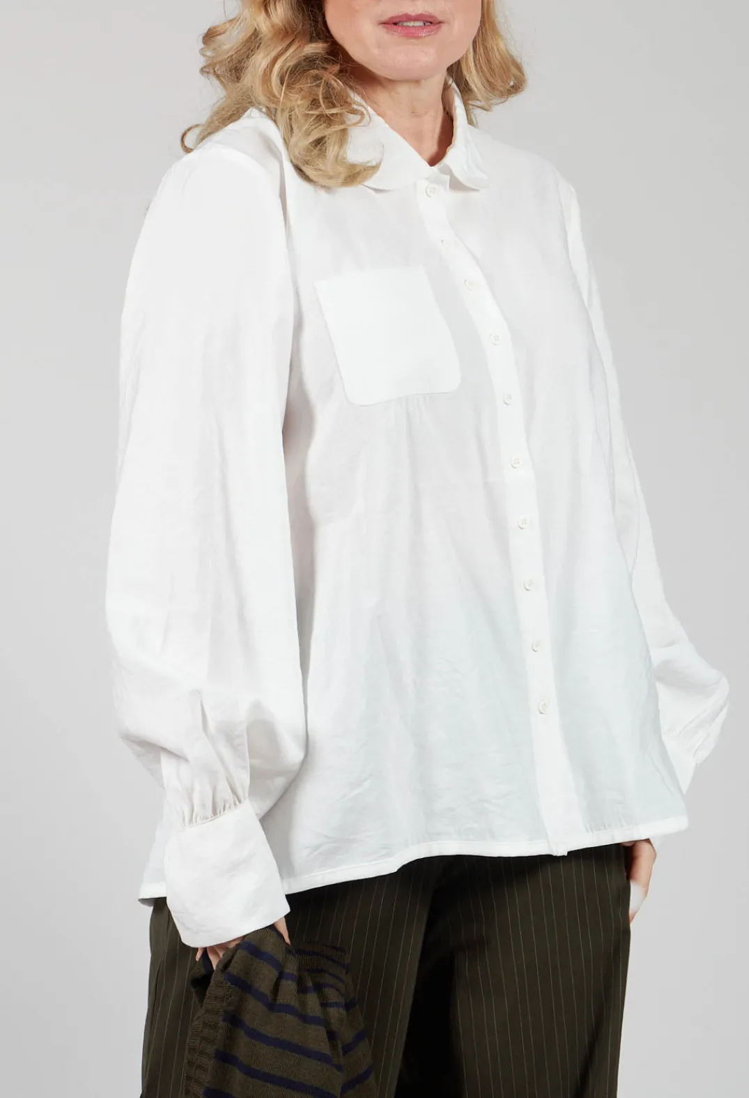 Les Filles d'Ailleurs Tops^Shirt with Gathered Cuffs in White