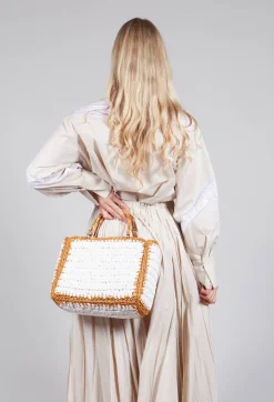 Beatrice B Skirts^Shirt with Lace Inserts in Dune