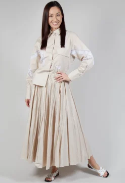 Beatrice B Skirts^Shirt with Lace Inserts in Dune