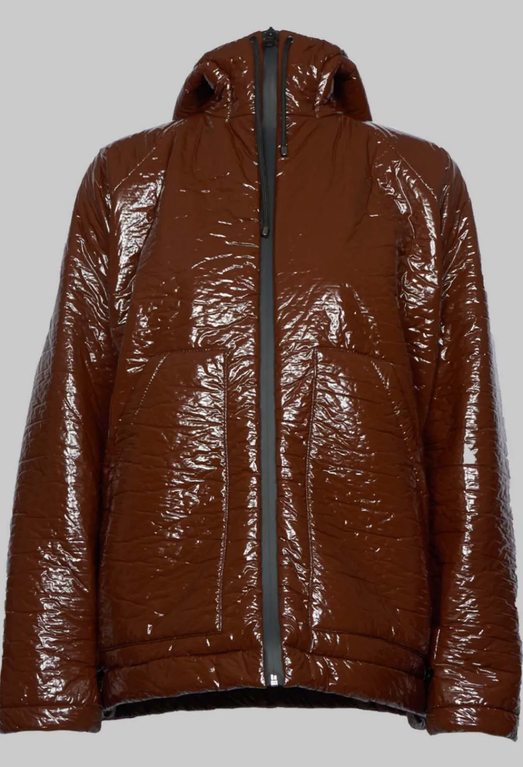 Collectors Club Jackets^Short A Line Jacket with Hood in Glossy Mahony