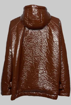 Collectors Club Jackets^Short A Line Jacket with Hood in Glossy Mahony