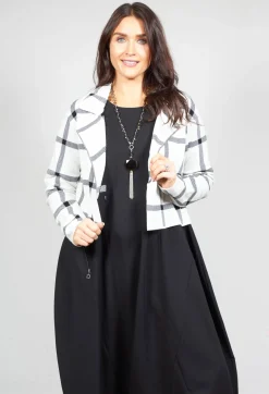 Sarah Pacini Cardigans^Short Cardigan with Check Design in White