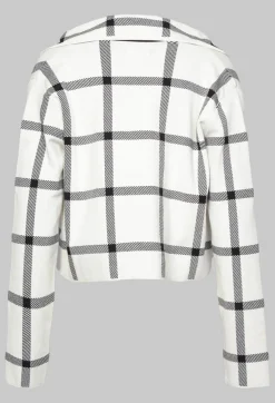 Sarah Pacini Cardigans^Short Cardigan with Check Design in White