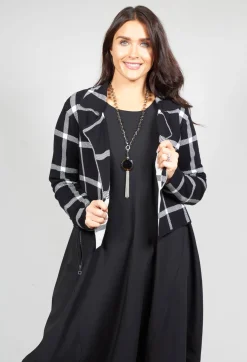 Sarah Pacini Cardigans^Short Cardigan with Check Design in Black