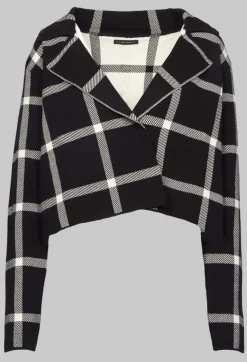 Sarah Pacini Cardigans^Short Cardigan with Check Design in Black