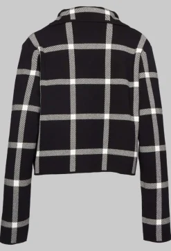 Sarah Pacini Cardigans^Short Cardigan with Check Design in Black