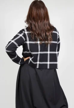 Sarah Pacini Cardigans^Short Cardigan with Check Design in Black