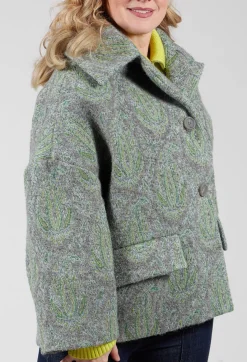 Beatrice B Coats^Short Coat with Large Collar in Grey