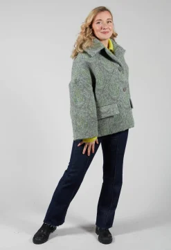 Beatrice B Coats^Short Coat with Large Collar in Grey