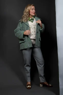 Beatrice B Coats^Short Coat with Large Collar in Grey