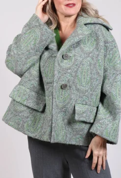 Beatrice B Coats^Short Coat with Large Collar in Grey