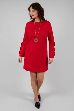 Mei Meij Dresses^Short Dress with Bow Feature Sleeves in Marlboro