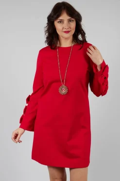 Mei Meij Dresses^Short Dress with Bow Feature Sleeves in Marlboro