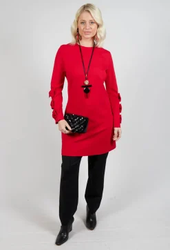 Mei Meij Dresses^Short Dress with Bow Feature Sleeves in Marlboro