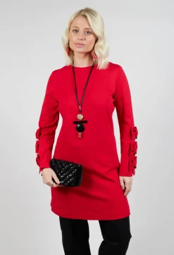 Mei Meij Dresses^Short Dress with Bow Feature Sleeves in Marlboro